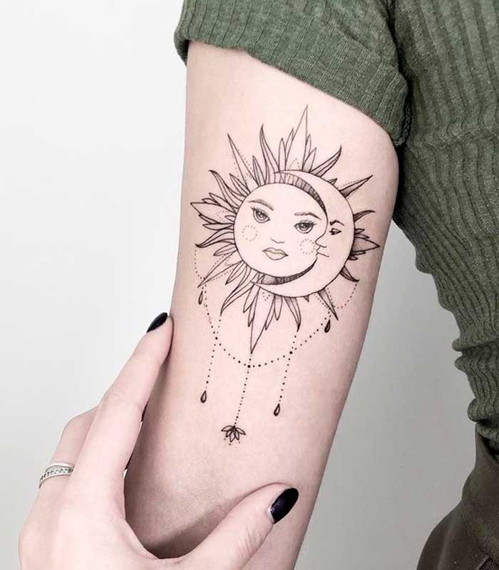Tatuajes de sol y luna】🌞🌛 Significado y mejores diseños ✓