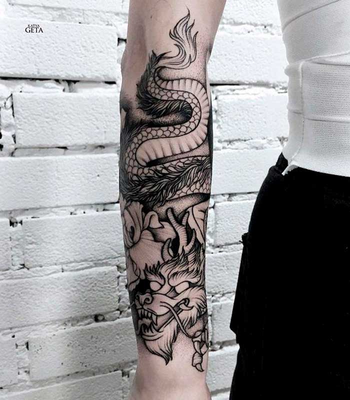 tatuajes de dragones en el brazo o antebrazo