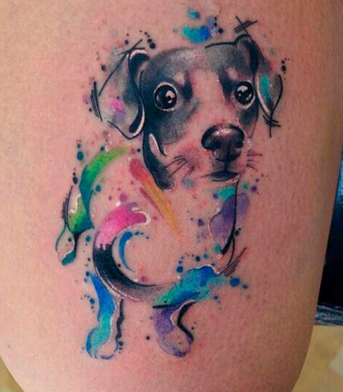 tatuajes de perros en acuarela