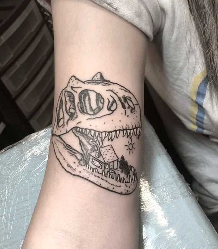 calavera dinosaurio tatuaje
