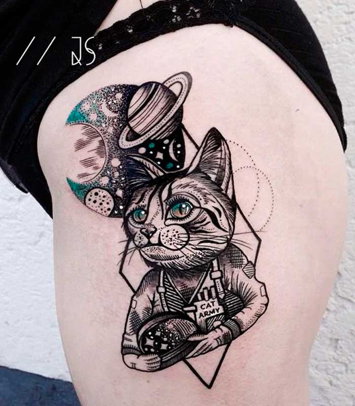 gatos animados tatuajes