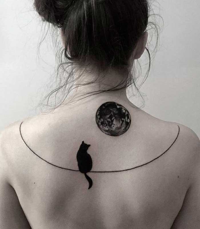gatos y luna tattoos