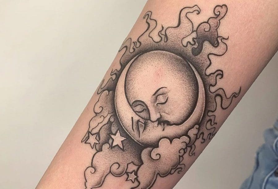 sol luna y estrella tattoos