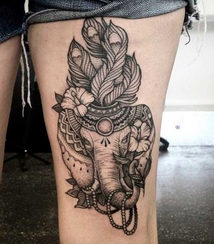 tattoos de elefantes en la pierna
