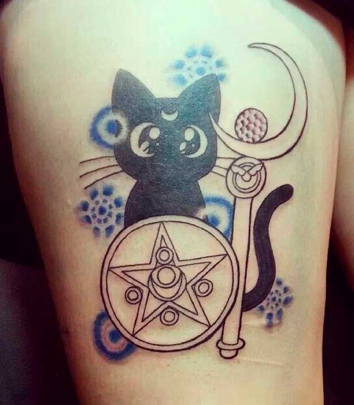 tattoos de gatos con la luna significado