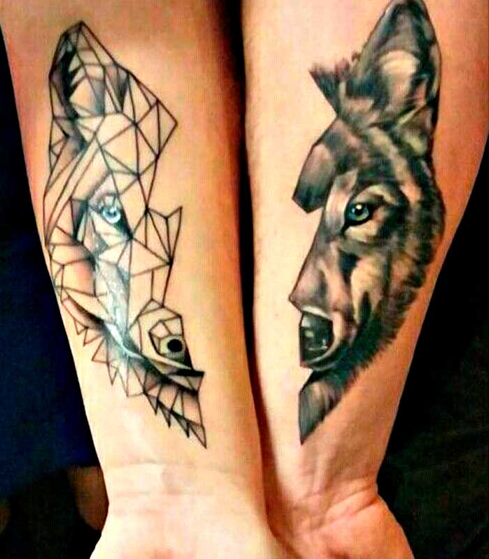 tattoos de lobos para chico y chica enamorados