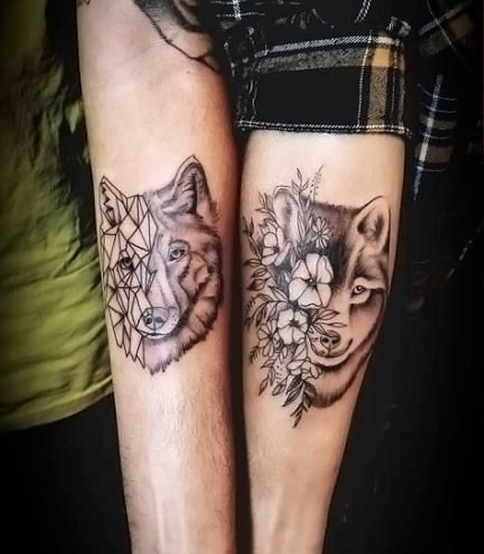 tattoos de lobos para marido y mujer
