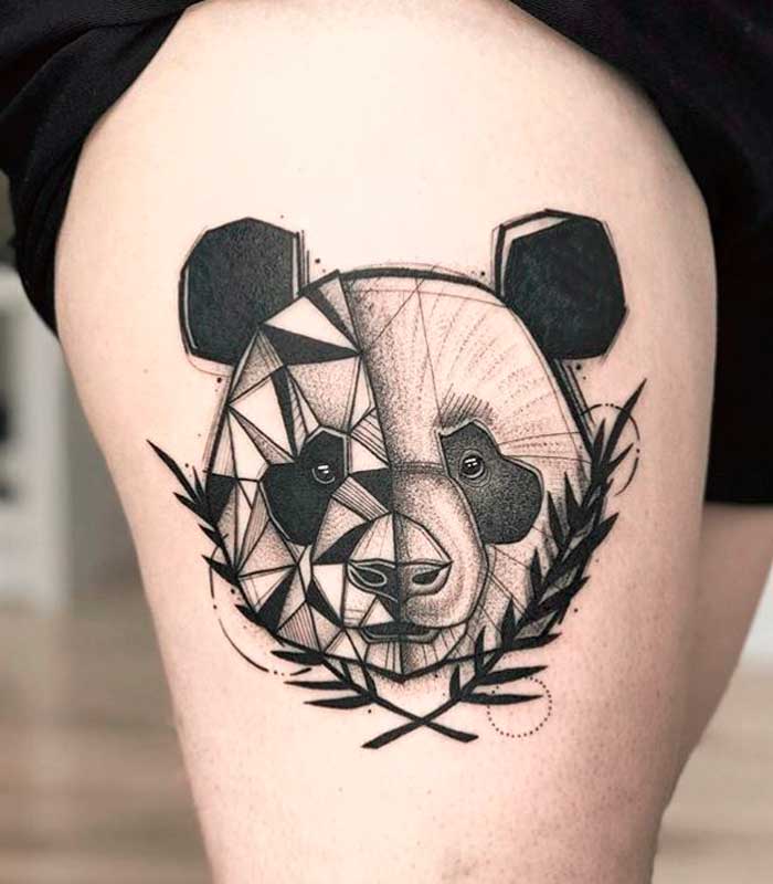 tattoos de osos panda geometricos