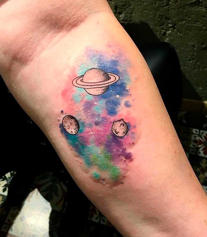 tattoos de planetas de acuarela