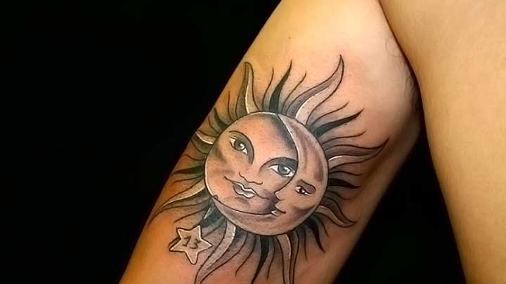 tattoos de sol y luna para caballeros