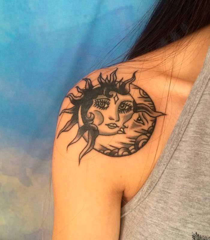 tattoos de sol y luna para chicas