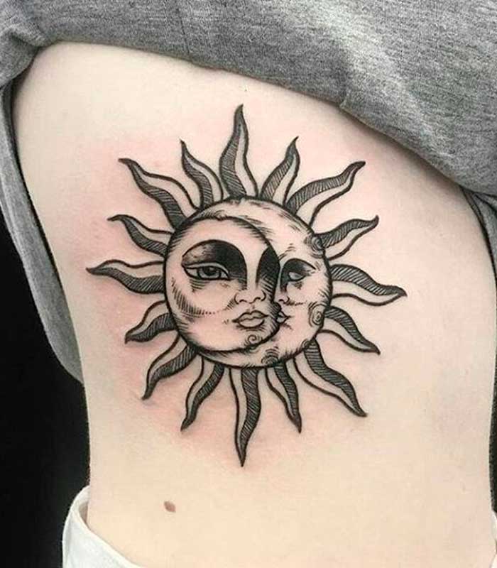 tattoos de sol y luna para mujeres