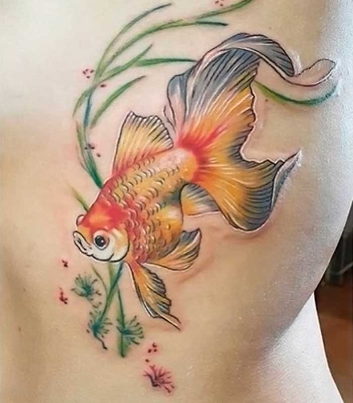tatuaje de pez dorado
