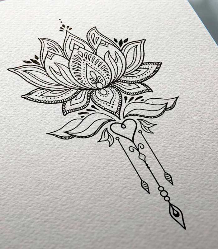 tatuaje flor de loto dibujo