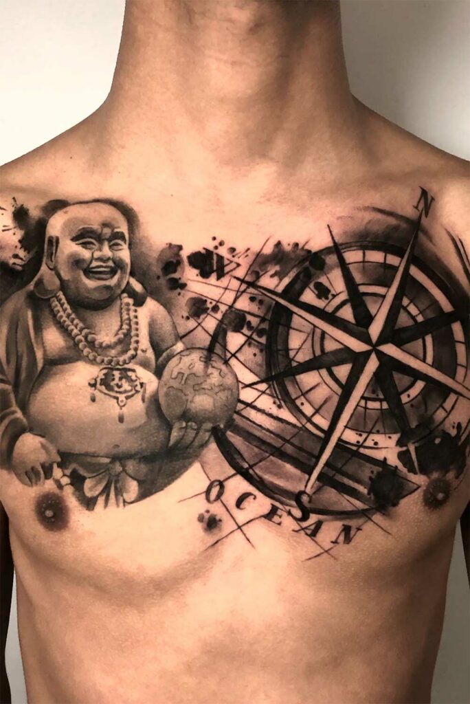tatuajes budistas en el pecho