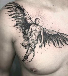 tatuajes de angeles en el pecho