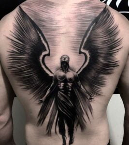 tatuajes de angeles en la espalda
