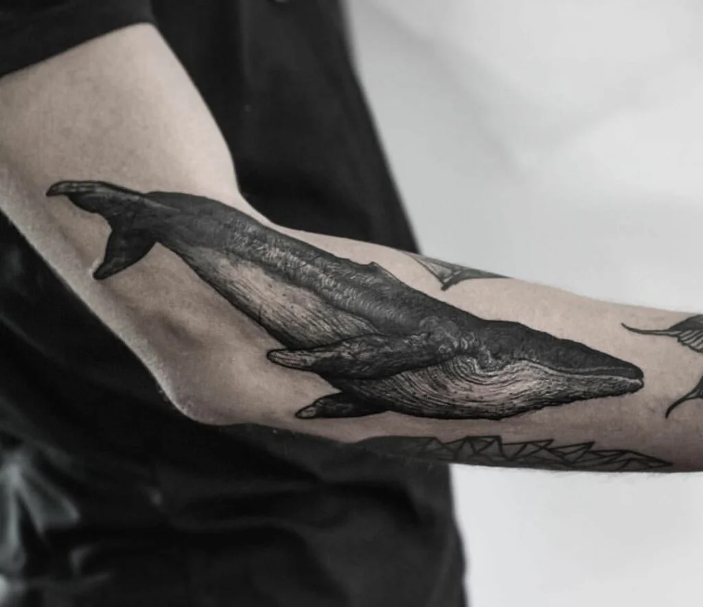 tatuajes de ballenas en el brazo