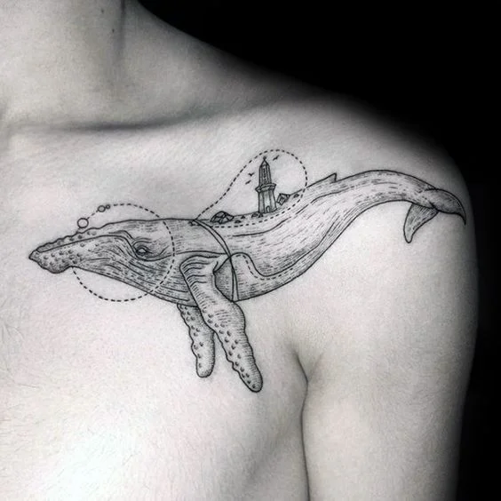 tatuajes de ballenas en el pecho