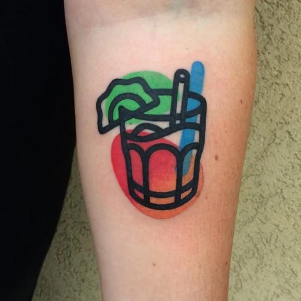 Tatuajes de comidas, bebidas y frutas: 🍔🍍🍷 + 100 imágenes 50 tatuajes de bebidas 14