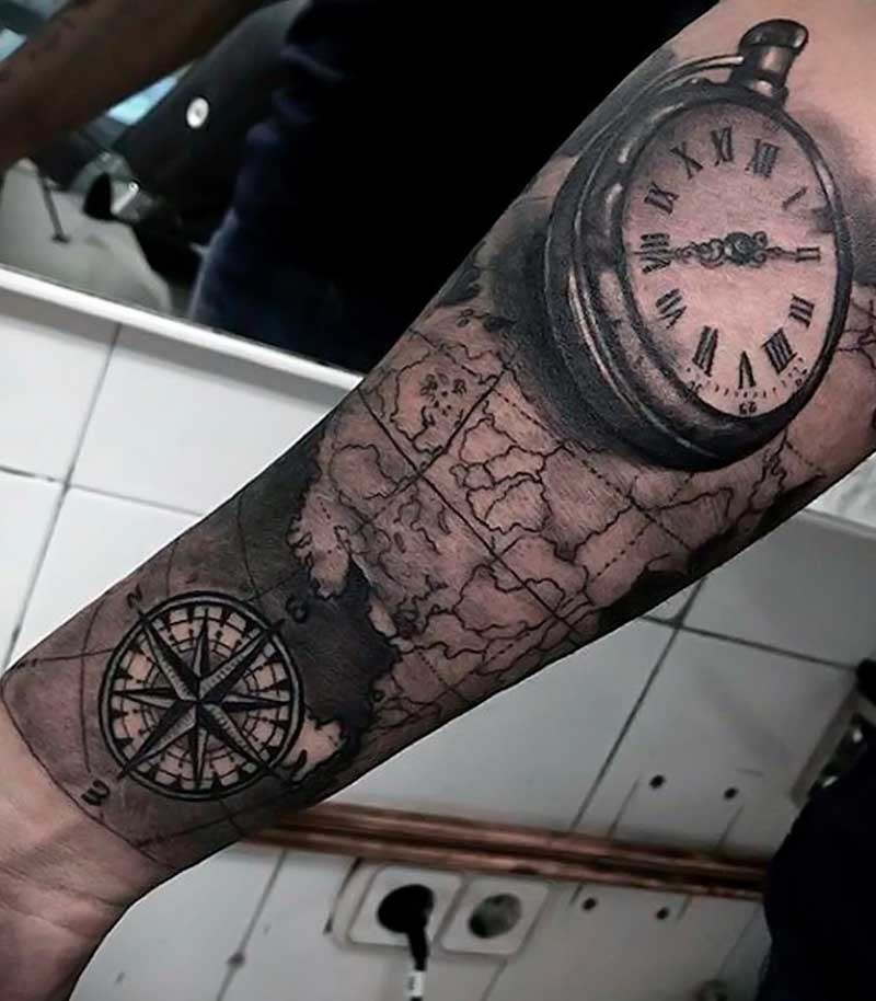 tatuajes de brujulas y relojes 5