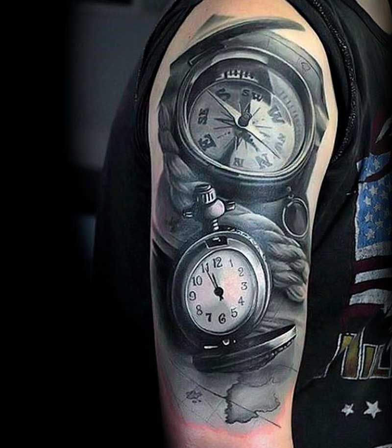 tatuajes de brujulas y relojes 6