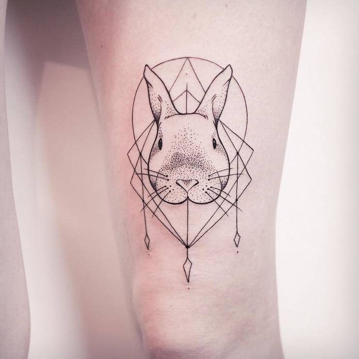 tatuajes de conejos geometricos