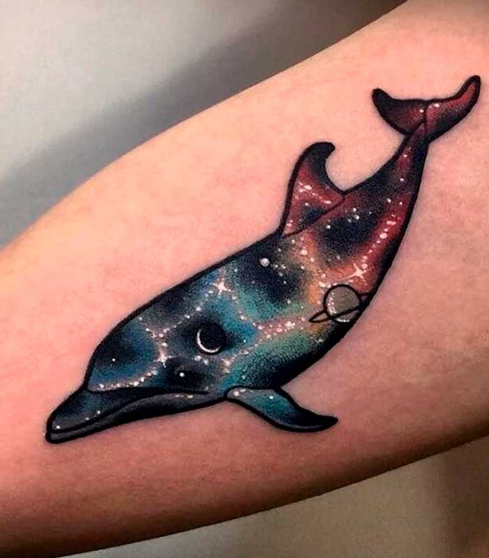 tatuajes de delfines a color