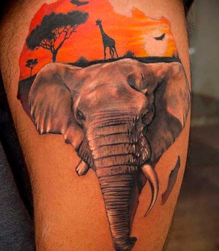 tatuajes de elefantes africanos