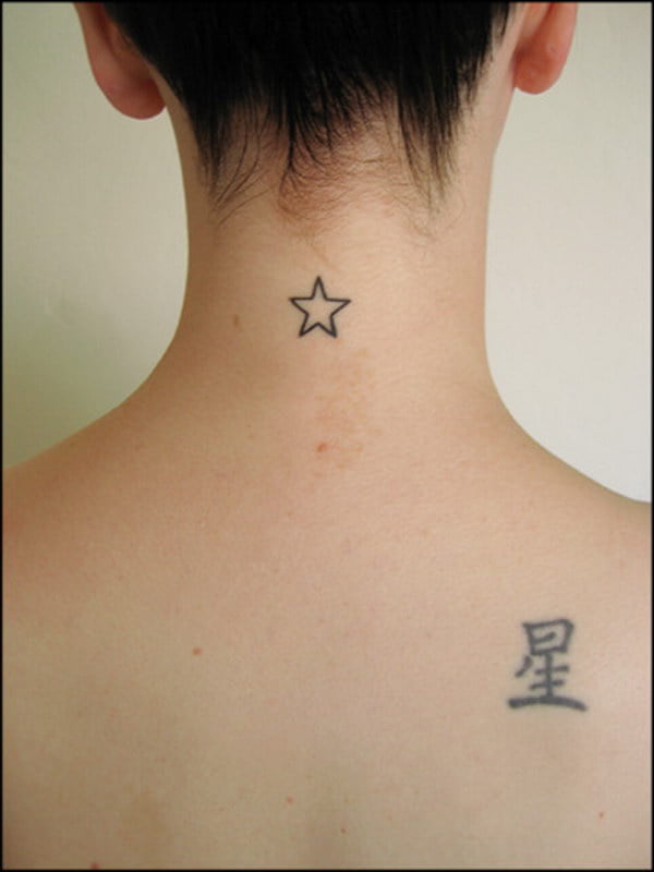 tatuajes de estrellas en el cuello y nuca