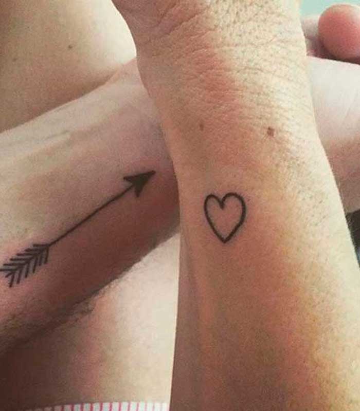 tatuajes de flechas y corazon para enamorados
