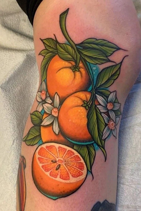 Tatuajes de comidas, bebidas y frutas: 🍔🍍🍷 + 100 imágenes 67 tatuajes de frutas 5