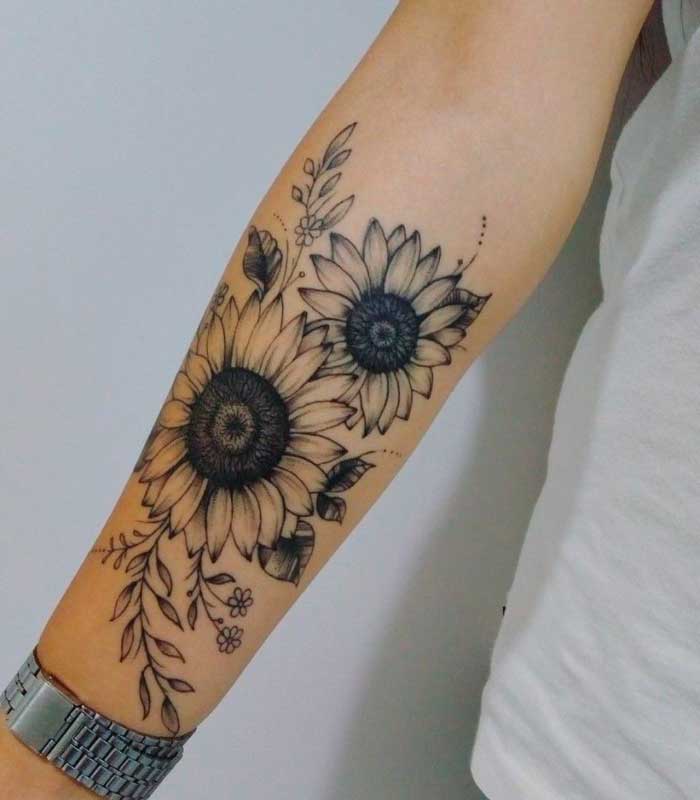 tatuajes de girasoles en el brazo