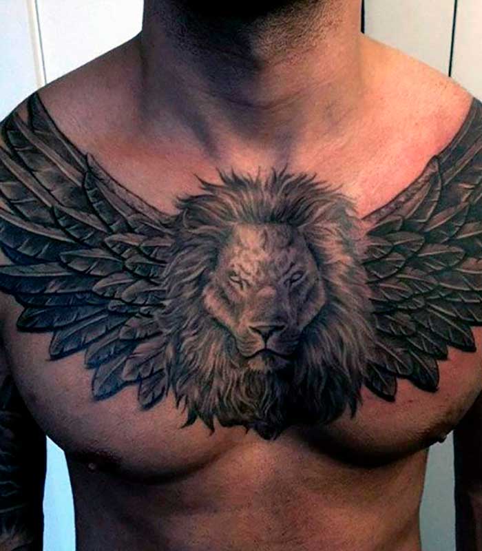 tatuajes de leones en el pecho