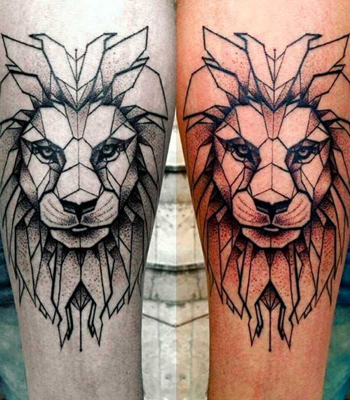 tatuajes de leones geometricos