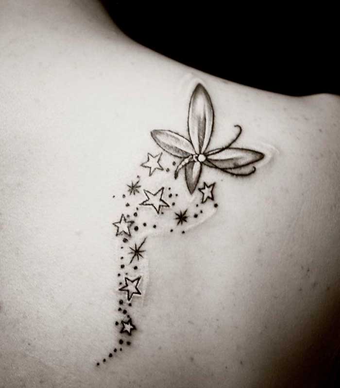 tatuajes de mariposas y estrellas