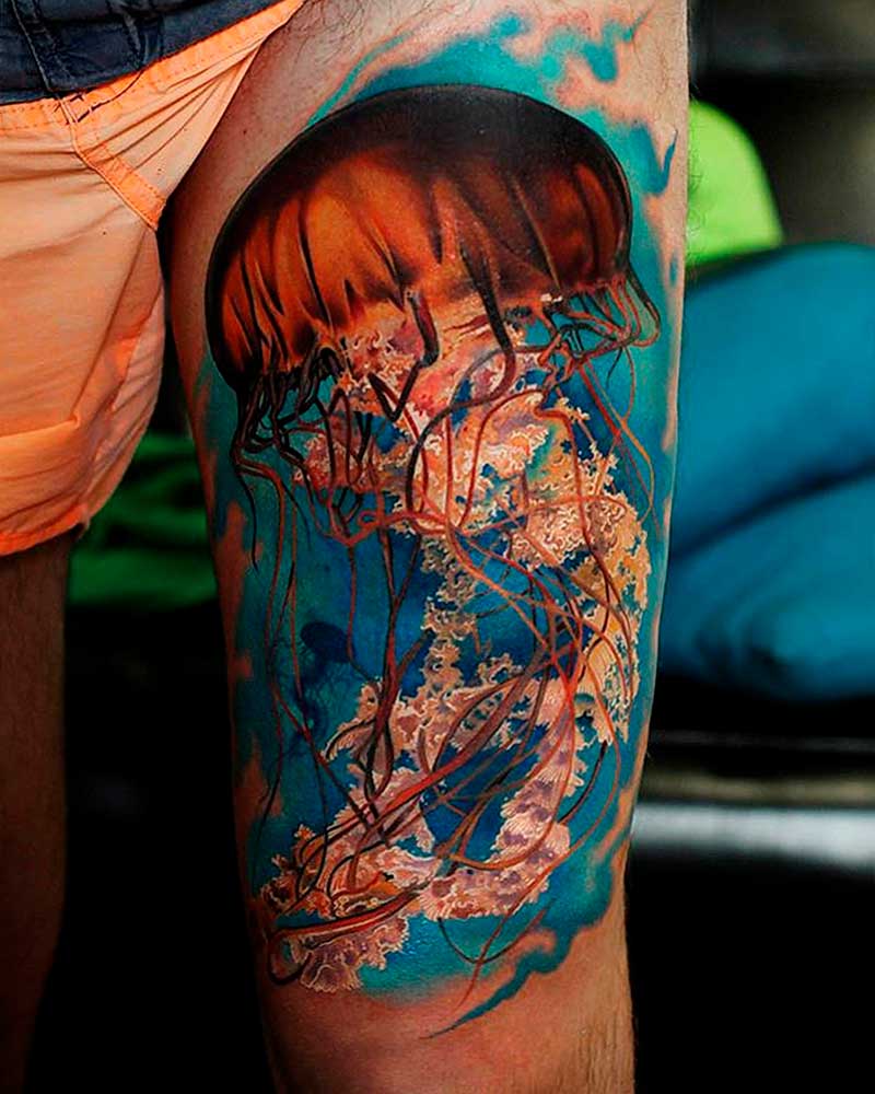 tatuajes de medusas realisticos y a color 6
