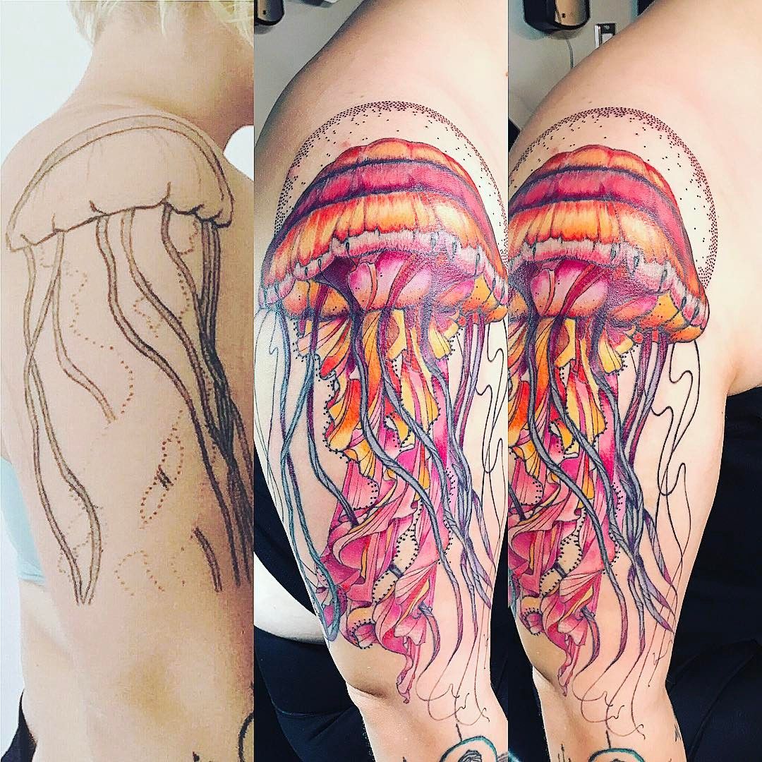 tatuajes de medusas realisticos y a color 7
