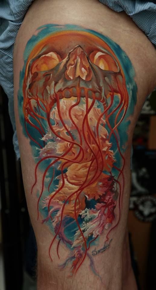 tatuajes de medusas realisticos y a color