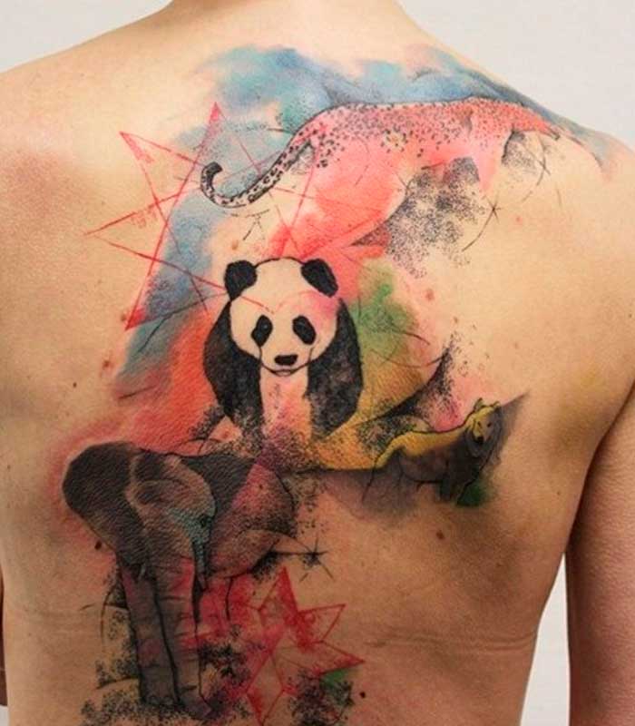 tatuajes de osos panda a color