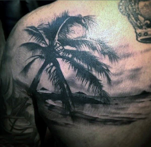 tatuajes de palmeras en el pecho