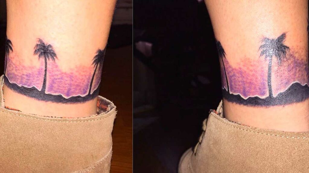tatuajes de palmeras violetas