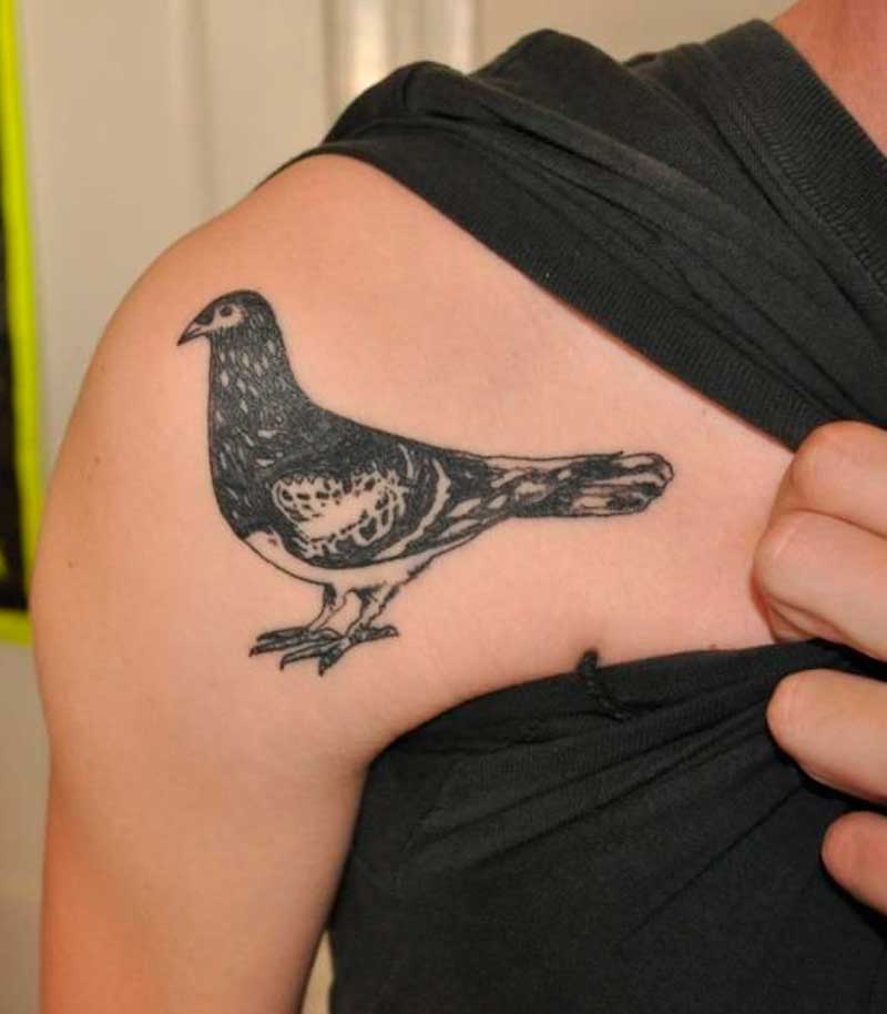 tatuajes de palomas en el hombro