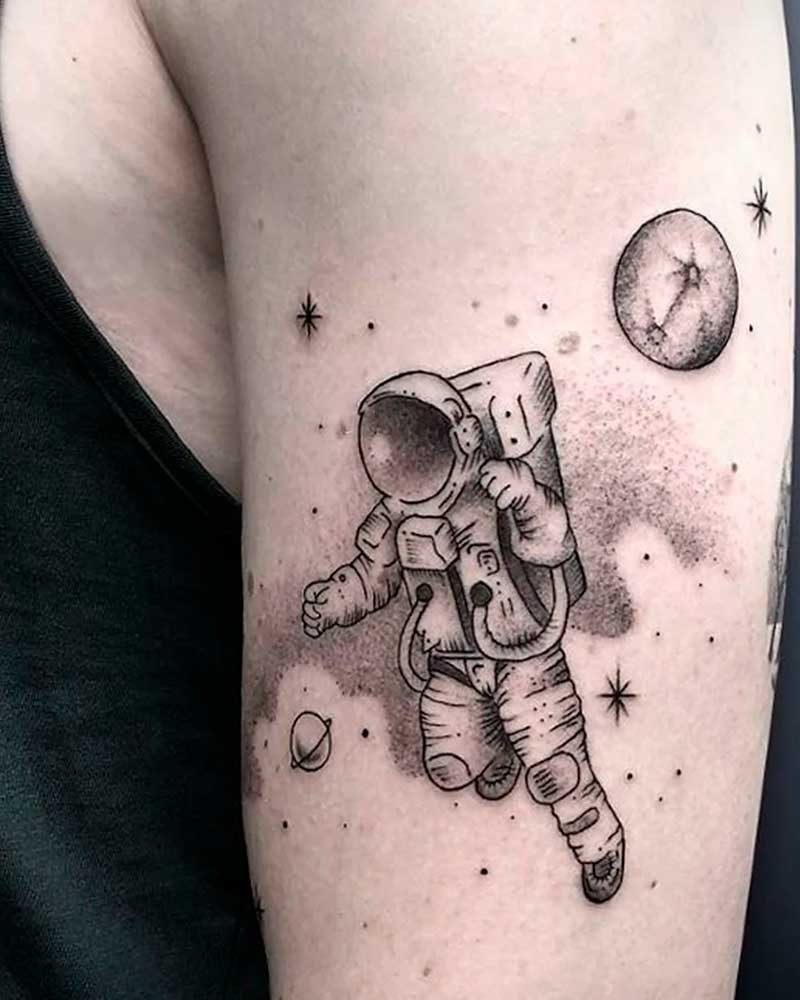 tatuajes de planetas con cohetes naves y astronautras 4