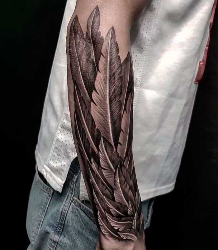 tatuajes de plumas para caballeros