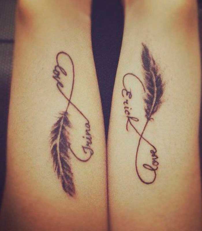 tatuajes de plumas para novios