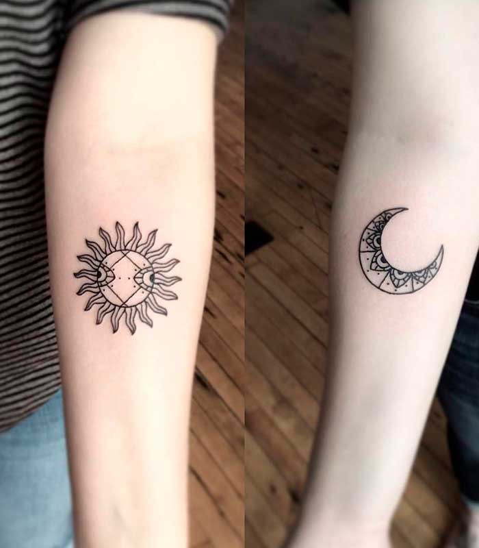 tatuajes de sol y luna para novios