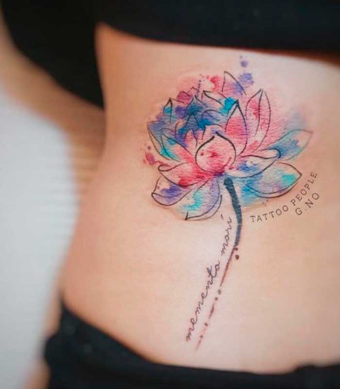 tatuajes flor de loto acuarelas