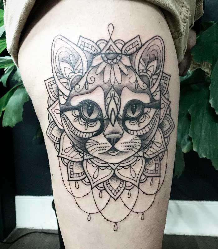 tatuajes mandalas gatos