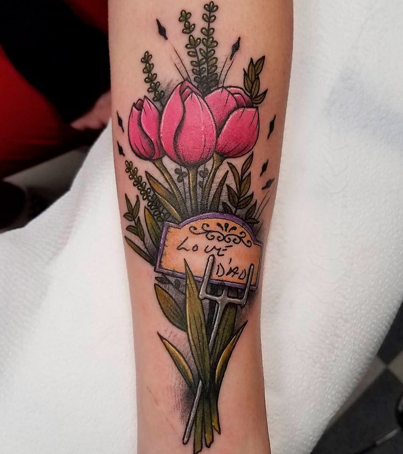 tatuajes de bouquet de tulipanes para mujeres 1